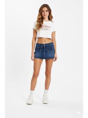 Citizens Of Humanity Birkin Micro Mini Skirt Blue Size 31 Y2K Festival Summer